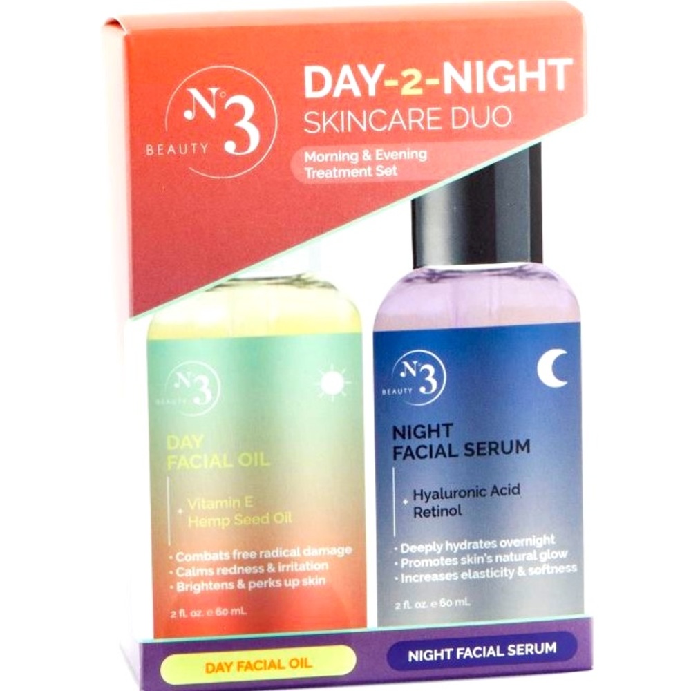 NO. 3 BEAUTY 2-Piece Day Facial Oil & Night Facial Serum Set.